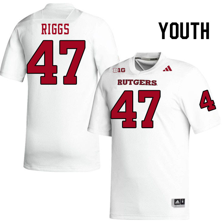 Youth #47 Austin Riggs Rutgers Scarlet Knights 2024 College Football Jerseys Stitched-White